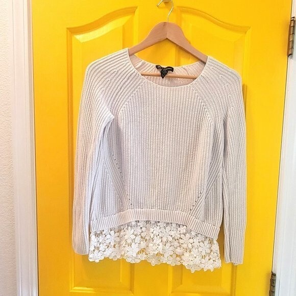 INC Ladies Sweater with Lace - Picture 1 of 12
